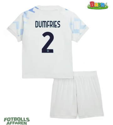 Inter Milan Denzel Dumfries #2 Bortaställ Barn 2025-26 Kortärmad (+ Korta byxor)